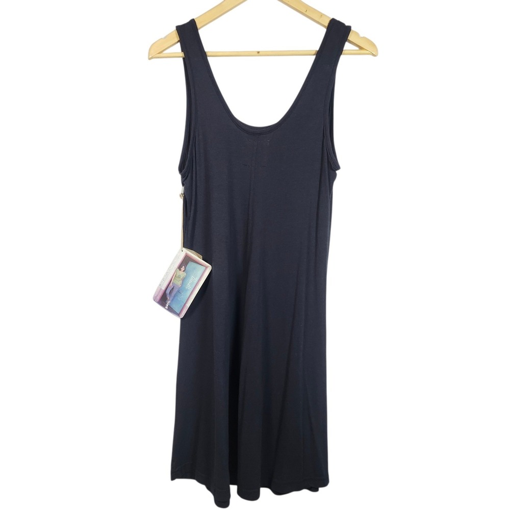 Purnell Womens Bamboo Knit Tank Dress Navy Blue Sleeveless Midi Size M Coastal
